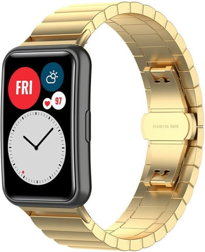 Strap-it Metalen smartwatch bandje - geschikt voor Huawei Watch Fit / Huawei Watch Fit New - goud