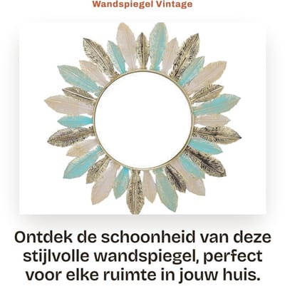 Dailygoods- Wandspiegel Hoogwaardig IJzer - Ronde Spiegel - Decoratieve Spiegel - Vintage Wanddecor - Minimalistisch Ontwerp - HD Beeld