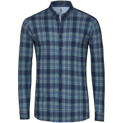 Desoto Overhemd Multi Fine Line Check Groen-Blauw / male