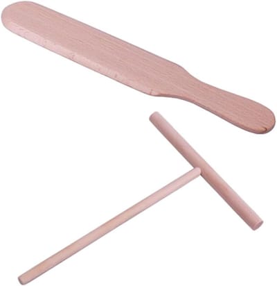 Pannenkoekengereedschap Set - Deegschraper Spatel - Perfect Bakken - Duurzaam Hout - 24.5 cm - Khaki