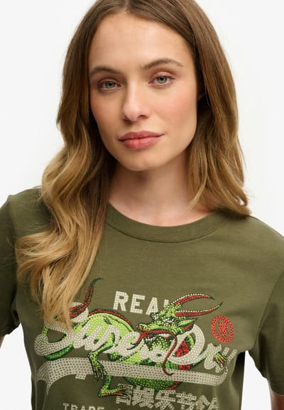 Superdry - Tokyo T-shirt met vintage logo en relaxte pasvorm - Dames - T-shirts