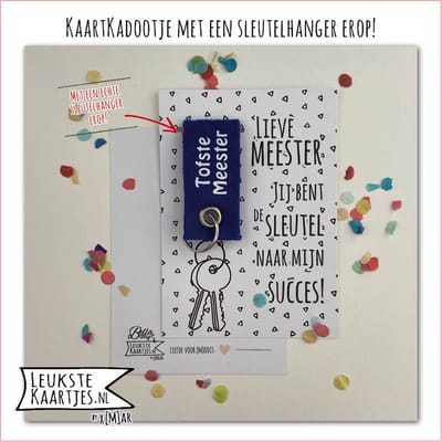 Kaartkadootje -> Sleutelhanger Juf & Meester, Schooljaar - No:02 (Jij bent de sleutel naar mijn succes! Liefste Meester-Blauw) - LeuksteKaartjes.nl by xMar