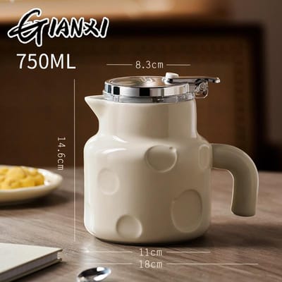 750ML Verdikte Keramische Theepot One-Touch Thee Scheidingsfilter Theepot Thuis Scandinavische Stijl Kaas Design Zet Thee Pot white