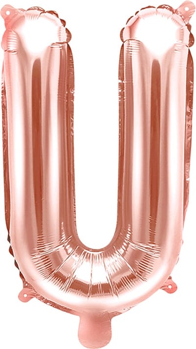 Partydeco - Folieballon Rose Gold Letter U (35 cm)