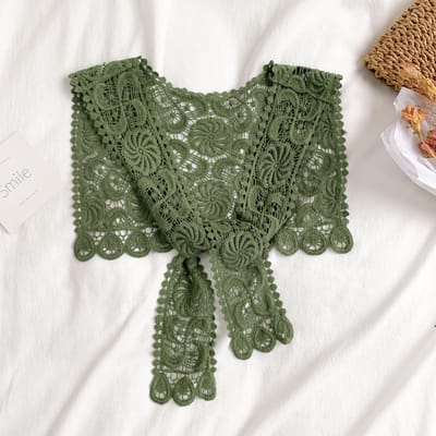 Kanten Gehaakte Holle Nepkraag Dames Kleine Sjaal Decoratieve Nepkraag Dames Kleding Accessoires Afneembare Kraag gray
