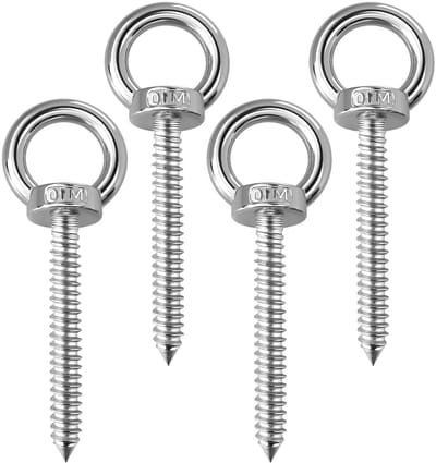 4 stuks ringschroef 80mm roestvrij staal hangmat ophangsysteem, stevige oogbouten voor buiten gebruik.