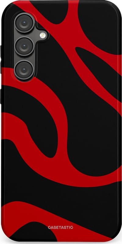 Casetastic hoesje geschikt voor Samsung Galaxy S23 FE - Dubbellaagse bescherming - Vurige Zwarte Lava Stroom - Fashion Case - Zwart Rood