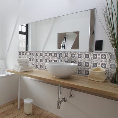Zelfklevende tegelmuurstickers voor keuken en badkamer - 9 cementtegelstickers, Orlando Azulejos-stijl - 9 stickers, 10x10 cm