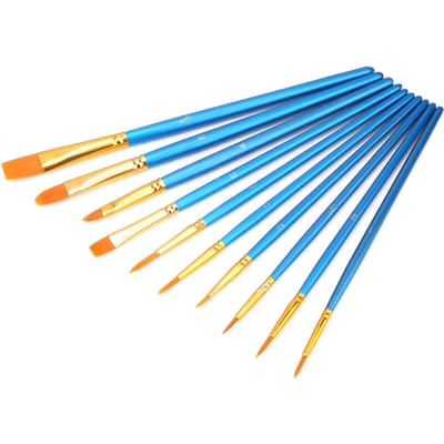 10 stuks Kinderen Tekenen Nylon Haar Verfkwast Set Kunst Handwerk Schilderen Aquarel Kwast Kit blue