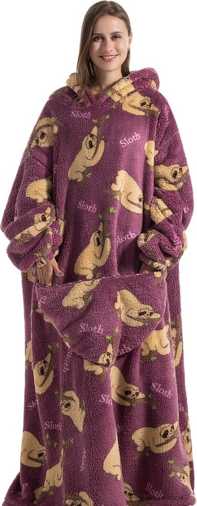 Livano Hoodie Deken Met Mouwen - Onesie - Fleece Blanket - Dames - Heren - Kinderen - Plaid - Knuffeldeken - Extra Zacht & Warm - Luiaard