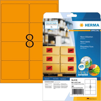 Etiket herma 5145 99.1x67.7mm fluor or 160st | 32 stuks