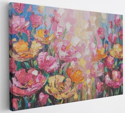 Saammp Canvas Schilderij - getekende bloemen - Abstract - 30x20 - Foto op canvas - Wanddecoratie - Muurdecoratie Woonkamer - Slaapkamer decoratie - Canvas Print