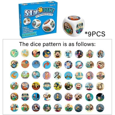 Story Dice Educatief Speelgoed voor Kinderen Familieplezier Creatief Verbeeldingskrachtig Verhalen Vertellen Party Spel Logisch Denken Plezier Interactief blue