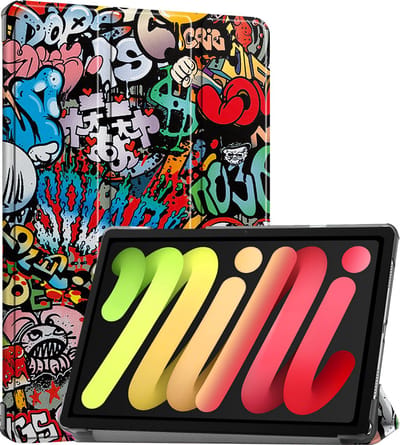 Hoes - Geschikt voor Apple iPad Mini 7 (2024) - 8.3 inch - 7e Generatie - Dun & Stevig - Trifold Bookcase - Hard Cover - Hardcover Book Case - Tablet Hoesje - Graffity