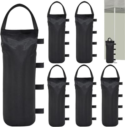 Zware zandzakken set van 6 stuks 50 x 20 cm met lange schouderband voor tuin en strandgebruik