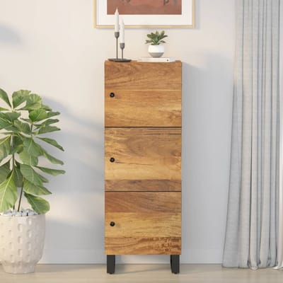 vidaXL - Hoge - kast - met - 3 - deuren - 40x33x110 - cm - massief - mangohout - en - ijzer