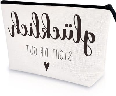 Make-up Tas met Inspirerende Woorden, Kleine Cosmetica Tas voor Vrouwen, Perfect Cadeau voor Vriendinnen en Collega's, Wit en Praktisch Ontwerp