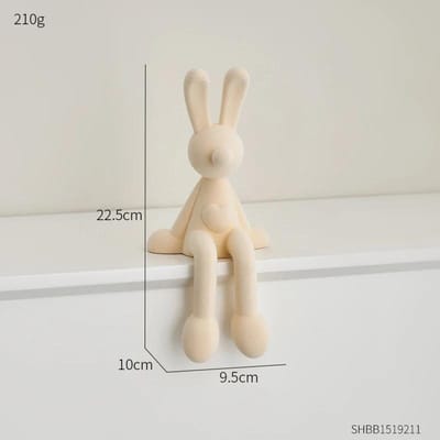 Minimalisme Konijnenbeeldjes Flocking Konijn Resin Beeld Modern Art Decor Desktop Sculptuur Handwerk Huisdecoratie Ornament beige