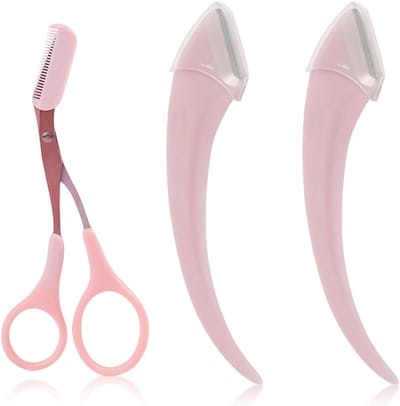 Professionele Oogbrauwschaar met Kam, Oogbrauwborstel en Oogbrauwtrimmer van RVS, Set van 3 voor Perfecte Oogbrows en Precisie Styling