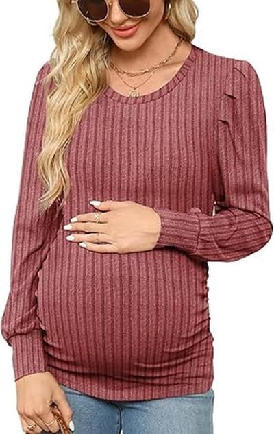 Dailygoods- Zwangerschapsshirt Ademend - Borstvoedingsshirt - Lange Mouwen - Ronde Hals - Comfortabel - Huidvriendelijke Stof - Zwangerschapstop