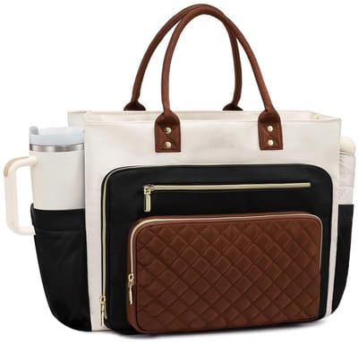 Dailygoods- Lerarentas 15,6 inch - Grote Waterdichte Werktas - Nylon Laptoptas - Organisatie met 5 Binnenvakken - Inclusief Bekerhouder - Lichtgewicht 0,66 kg