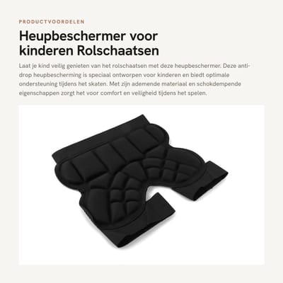 Dailygoods- Heupbeschermer voor Kinderen - Antislip - Schokdemping - Ademend - Klittenbandsluiting - Blokdesign - 34,5 x 31 cm - Sportbescherming