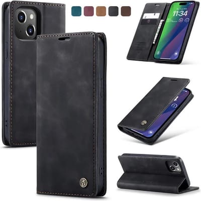 CaseMe - Telefoonhoesje geschikt voor Apple iPhone 15 - Wallet Book Case - Met Magnetische Sluiting - Zwart