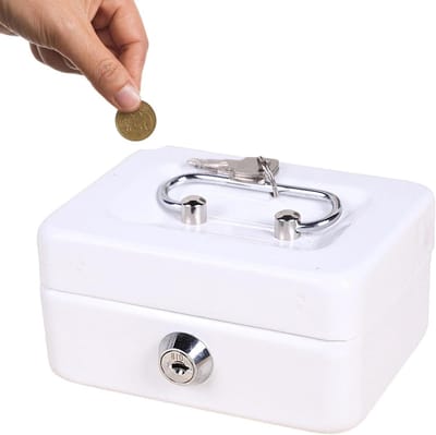 Kleine Geldkluis - Wisselbox Sleutel - Contant Geld Bewaren - Stevig Slot Mechanisme - 6.7D x 10.5B x 6.7H cm