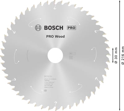 Bosch Professional PRO WOOD - Cirkelzaagblad - cordless cirkelzaagblad, 216 x 1,7 x 30 mm, T48