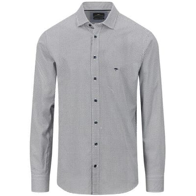 Fynch-Hatton Overhemd Geometric Mini Pattern Kent Collar Navy / male
