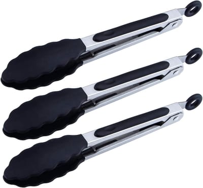 Mini Silicone Serving Tongs Set - Perfect voor BBQ, Koken en Salades, 7 Inch Lengte