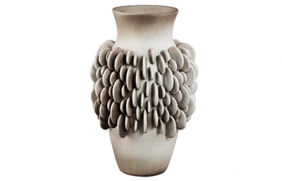 PTMD Wina Beige Ceramic Vase With Round Scales High L