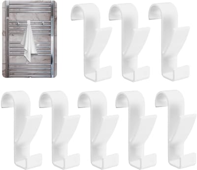 Dailygoods- Handdoekhaken Zelfklevend - Handdoekhaken Radiator - Badkamerhaken - Haken voor Ronde Radiatoren - Duurzaam ABS - Uniek Ontwerp met Dubbele Haak - Radiatorhaken