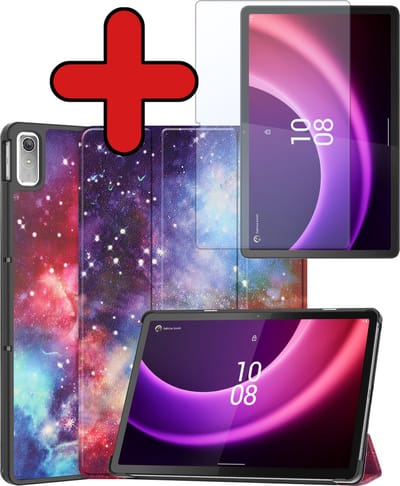 Hoesje - Geschikt voor Lenovo Tab P11 (2e / 2nd Generatie) - Met Screenprotector - Hardcover Book Case - Trifold Bookcase Hoes - Hard Cover - Tablethoes - Galaxy