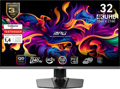 MSI MPG 321URXDE QD-OLED computer monitor 80 cm (31.5") 3840 x 2160 Pixels 4K Ultra HD Zwart