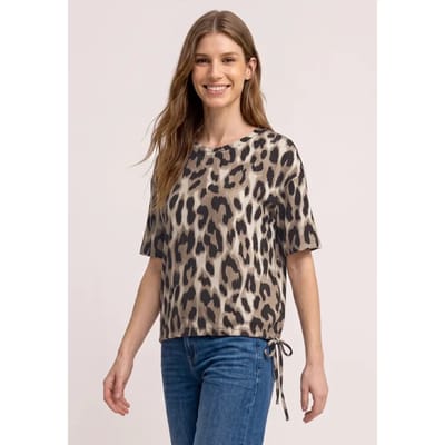 Shirt met ronde hals en trekkoord