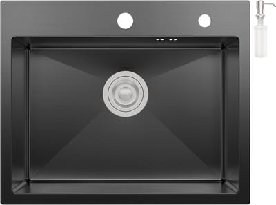 Cecipa max Luxe Keuken Gootsteen - Spoelbakken - Onderbouw & Vlakbouw - Spoelbak Zwart - 55 x 45 x 19 cm - Handgemaakt 3mm Extra Dik RVS - Geluiddempend