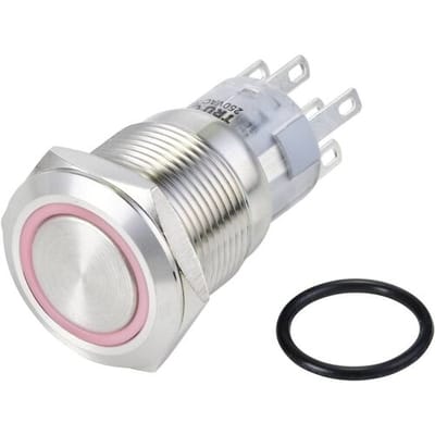 TRU COMPONENTS TC-10090960 LAS1-AGQ-22E/R/24V/S Vandalismebestendige druktoets 250 V/AC 3 A 2x aan/(aan) Moment Rood IP65 1 stuk(s)