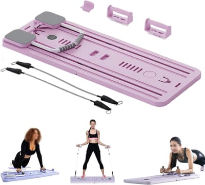 Pilates Board - Fitness Set - Thuis Trainen - Verstelbare Weerstandsbanden - 106 x 41 x 7 cm - Roze