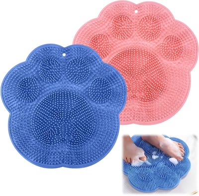 Set van 2 Antislip Voetborstels met Siliconen Massage Pads, Voet Scrub Mat en Badmassage Pad voor Voetverzorging, Ontspanning en Verbetering van Bloedcirculatie