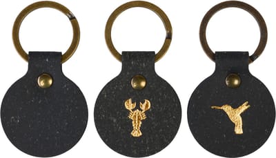 Ronde Sleutelhanger ROUND 2 (set à 3 stuks) - Zwart - Gerecycled leerafval - duurzaam