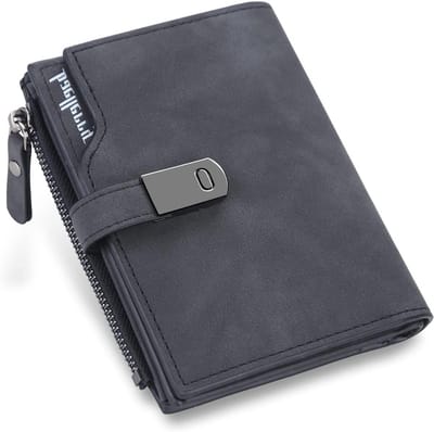 HNOOM Women's PU Leather Wallet Small Purse with Bag Women's Short Soft Comfortable Card Holder with 16 Card Slots - ShopVlot