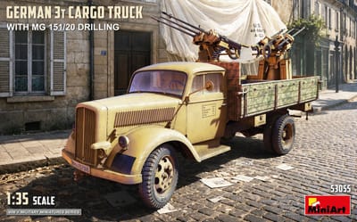 MiniArt Modelbouwpakket Auto - 53055 Opel Blitz 3 Ton Cargo Truck met MG 151/20 Drilling WWII - Duitse Militaire Vrachtwagen Plastic - 1:35 - Modelbouw