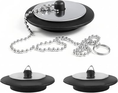 Afvoerstoppen Set - Badkamer Accessoires - Water Dicht Maken - Universeel Toepasbaar - 3 Maten 40-50mm - Zwart