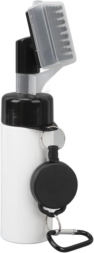 Stripe golfborstel met waterreservoir 150 ml - Wit, met draagclip
