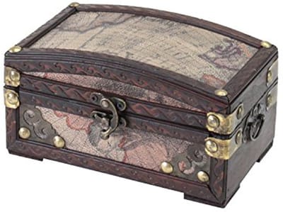 Houten sieradendoosje in vintage stijl - 17 x 10 x 9 cm, perfect voor decoratie en geschenken