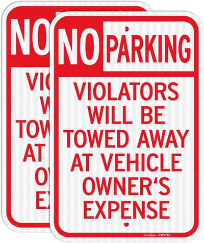Groot Parkeerverbod Bord: Overtreders Worden Gesleept - Reflecterend Aluminium 45x30 cm