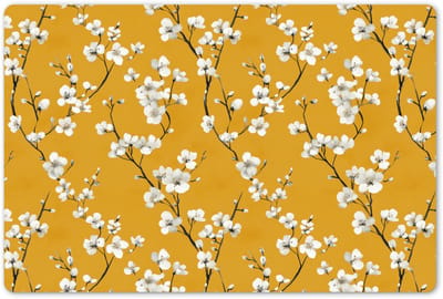 Placemats 45x30 cm - Placemat kunststof - 1 stuk - Bloesemtak - Aquarel - Geel - Borden onderleggers - Decoratie voor op tafel - Keuken tafeldecoratie accessoires - Vinyl onderlegger - Tafelversiering