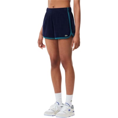 Lacoste Dames-frotteershort met contrasterende details (Blauw)