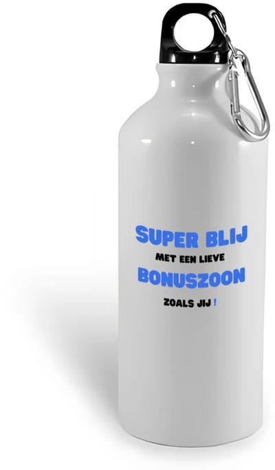 Hacebo® - super blij met een lieve bonuszoon zoals jij waterfles - Zoon - de liefste bonuszoon - verjaardag - cadeautje voor zoon - zoon artikelen - kado - geschenk - water fles - 400ML
